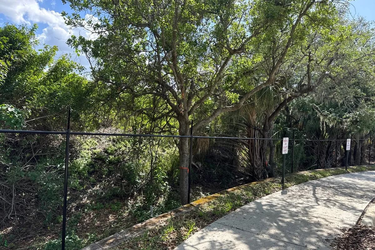 Black vinyl-coated chain link fence from an ASAP Florida install